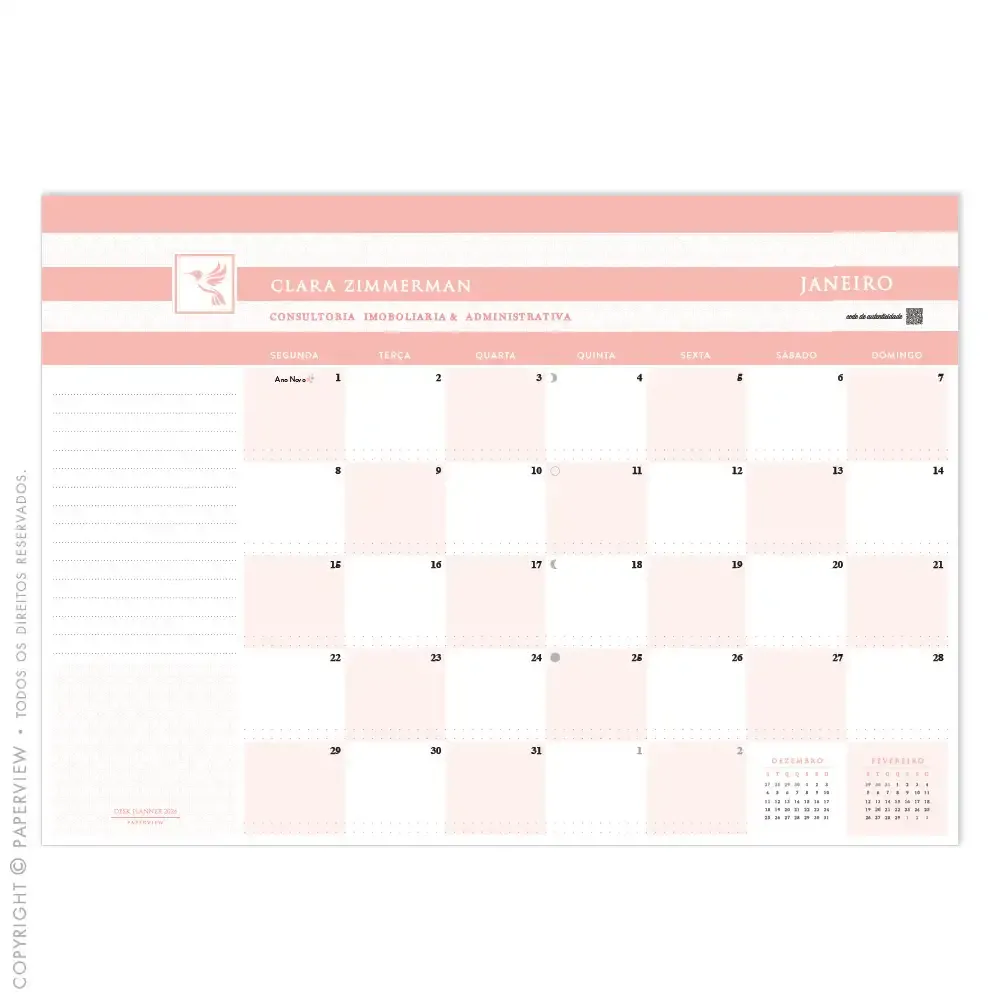 Calendário de Mesa Desk Planner 2023 Piano Colors
