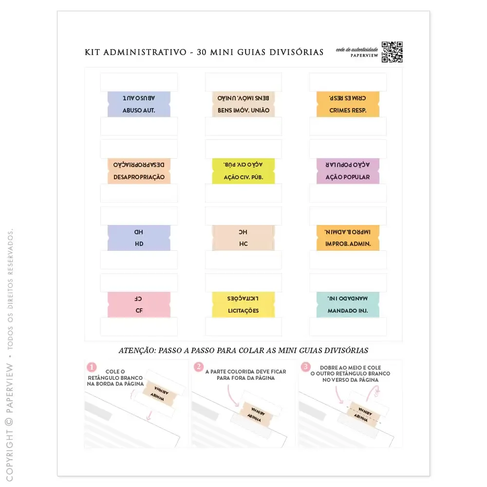 Kit Vade Administrativo - Com 30 Mini Guias Divisórias