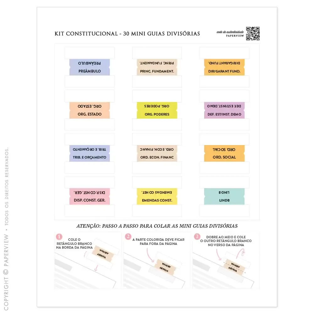 Kit Vade Constitucional - Com 30 Mini Guias Divisórias