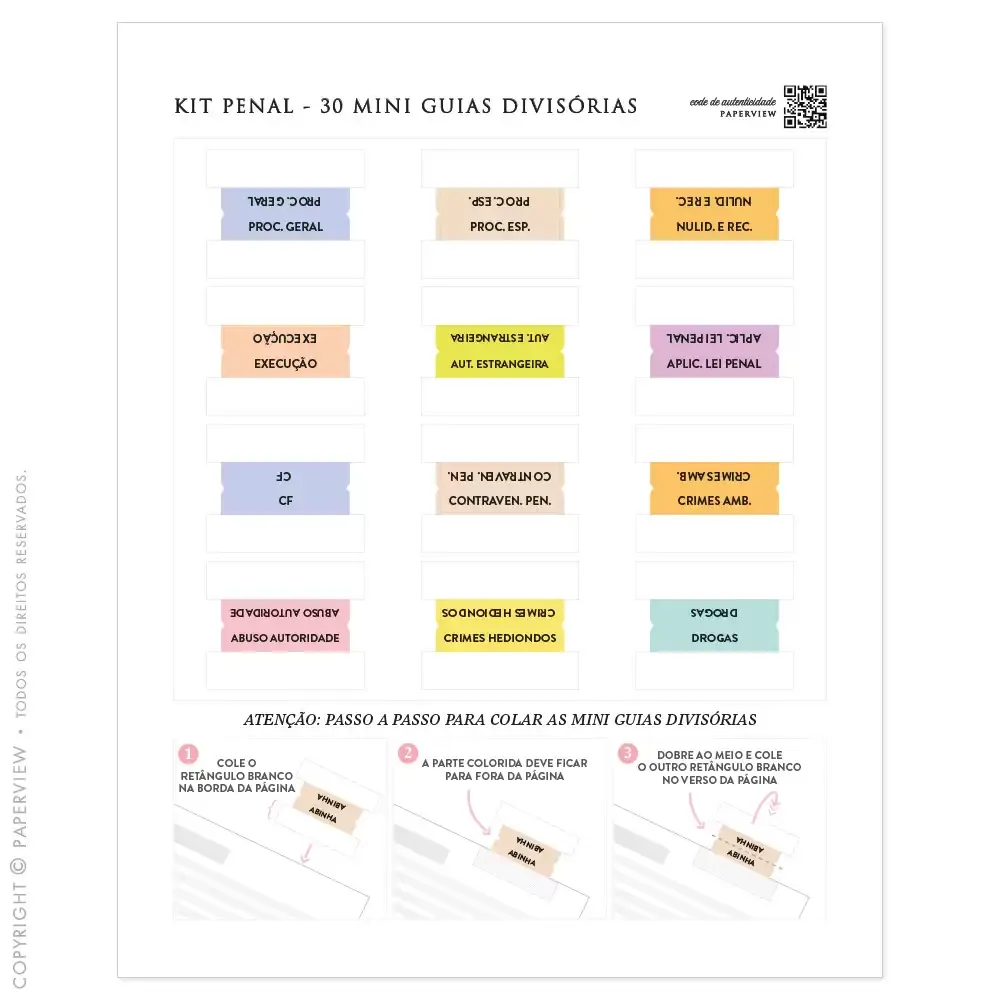 Kit Vade Penal - Com 30 Mini Guias Divisórias