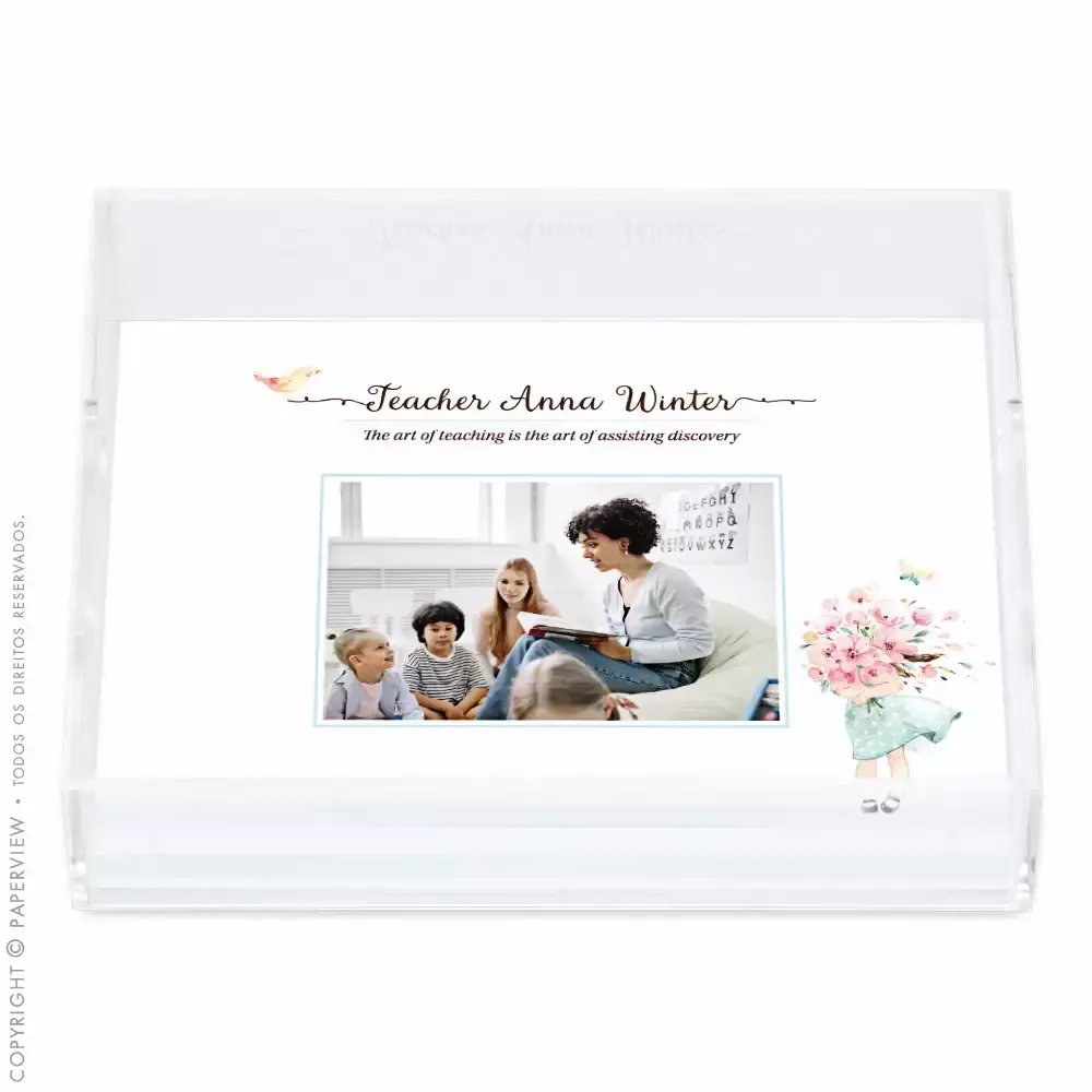 Bandeja Acrílico Cristal Personalizada Encanto Darling II Com Foto - vista superior