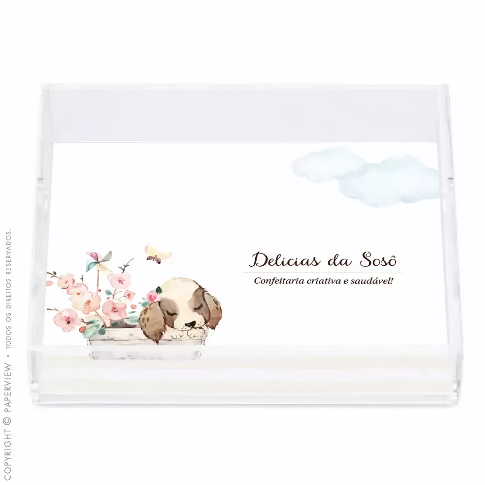 Bandeja Acrílico Cristal Personalizada Encanto Puppy I