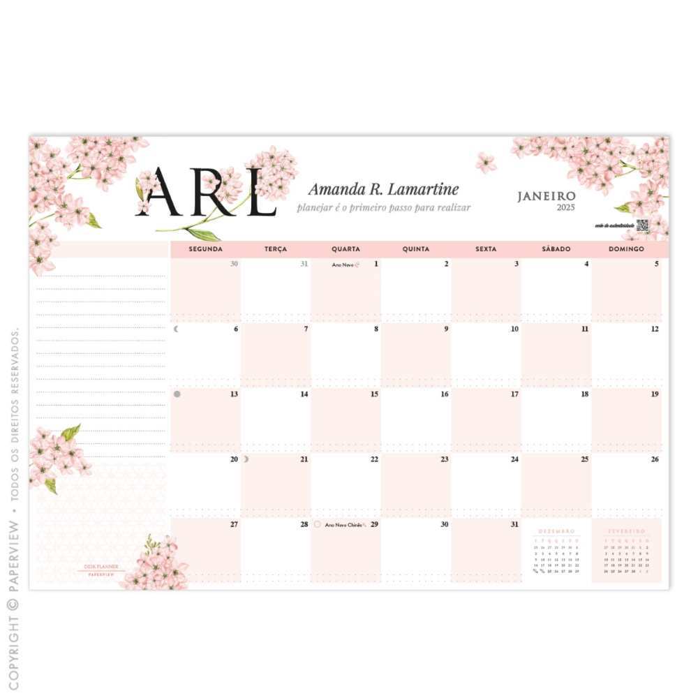 Calendário de Mesa Desk Planner 2025 Allure Letters