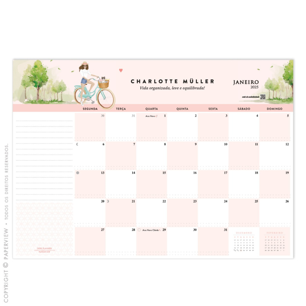 Calendário de Mesa Desk Planner 2025 Déborah Parisien Park