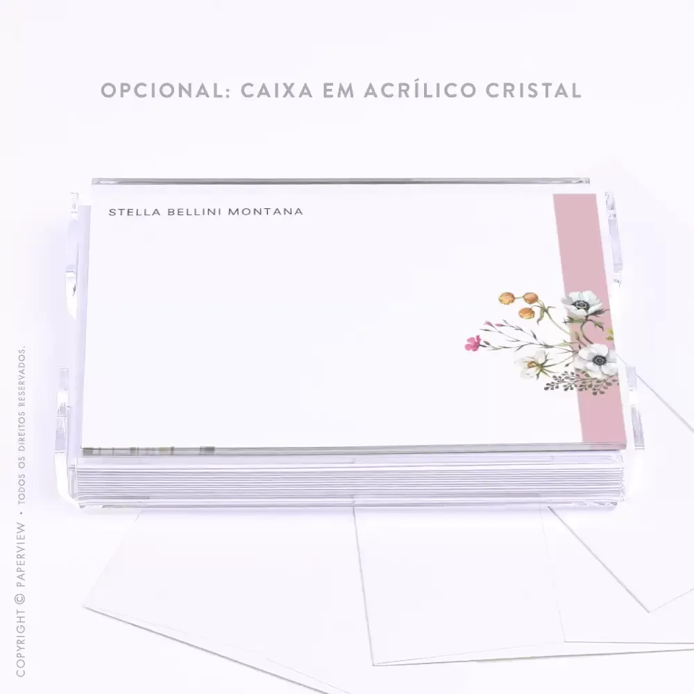 Cartão de Mensagem Angelina Rose - caixa em acrílico 