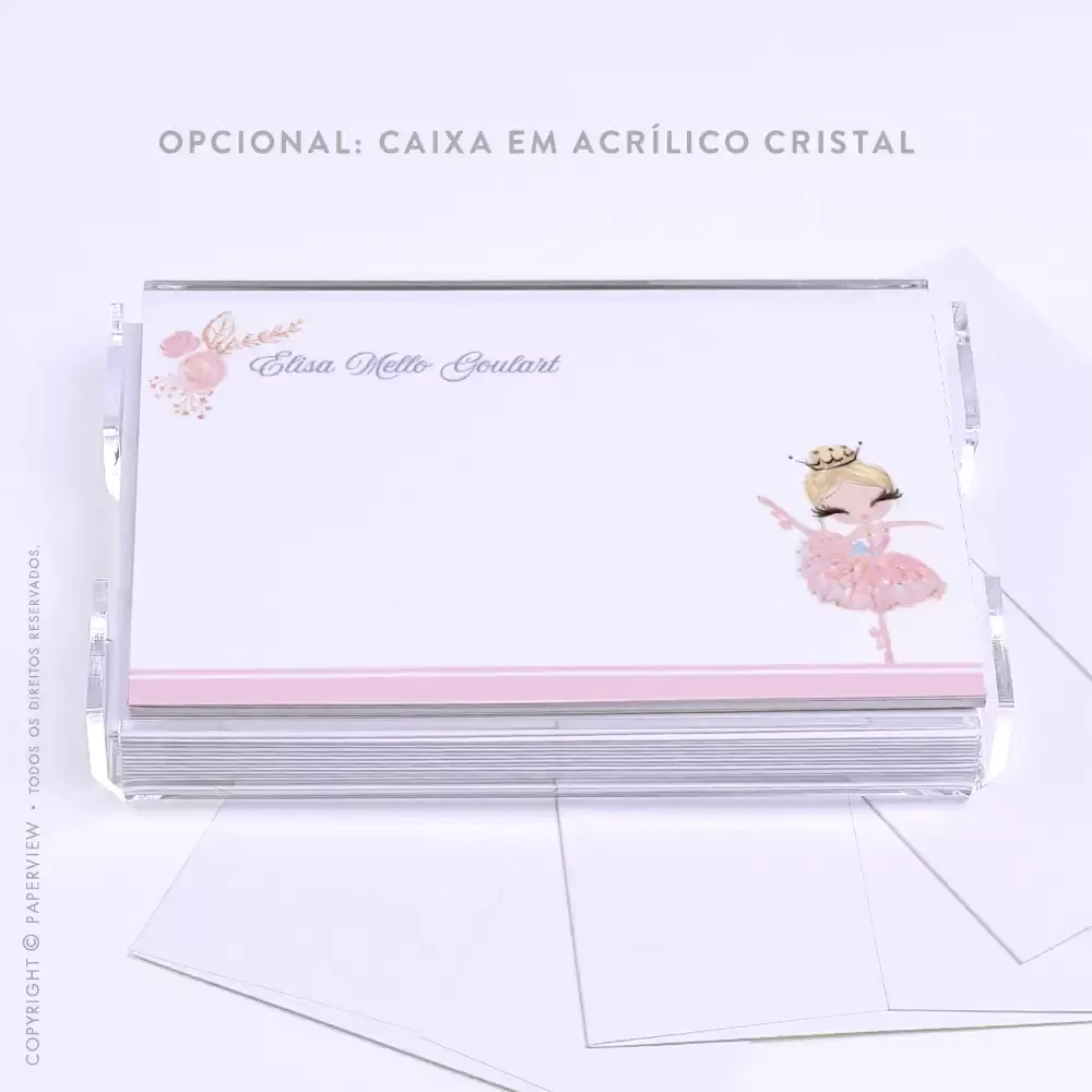 Cartão de Mensagem Bailarina Blondie - caixa em acrílico 