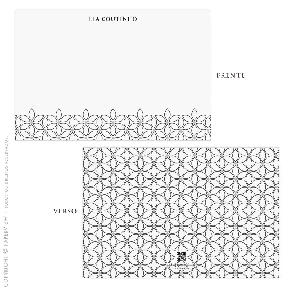 Cartão de Mensagem Bee Flower Linear Onyx - frente e verso 