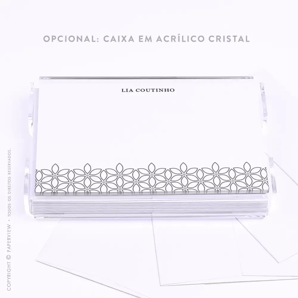 Cartão de Mensagem Bee Flower Linear Onyx - caixa em acrílico 