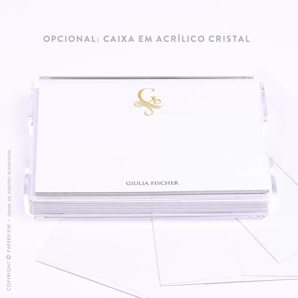 Cartão de Mensagem Classic Letter Golden - caixa acrílico 