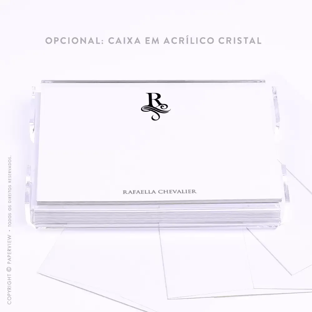 Cartão de Mensagem Classic Letter Onyx - caixa em acrílico 