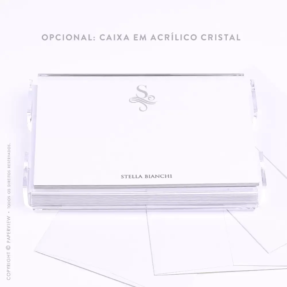 Cartão de Mensagem Classic Letter Platinum - caixa em acrílico 