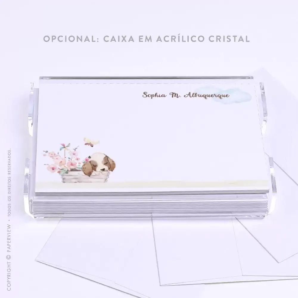 Cartão de Mensagem Encanto Puppy - caixa em acrílico