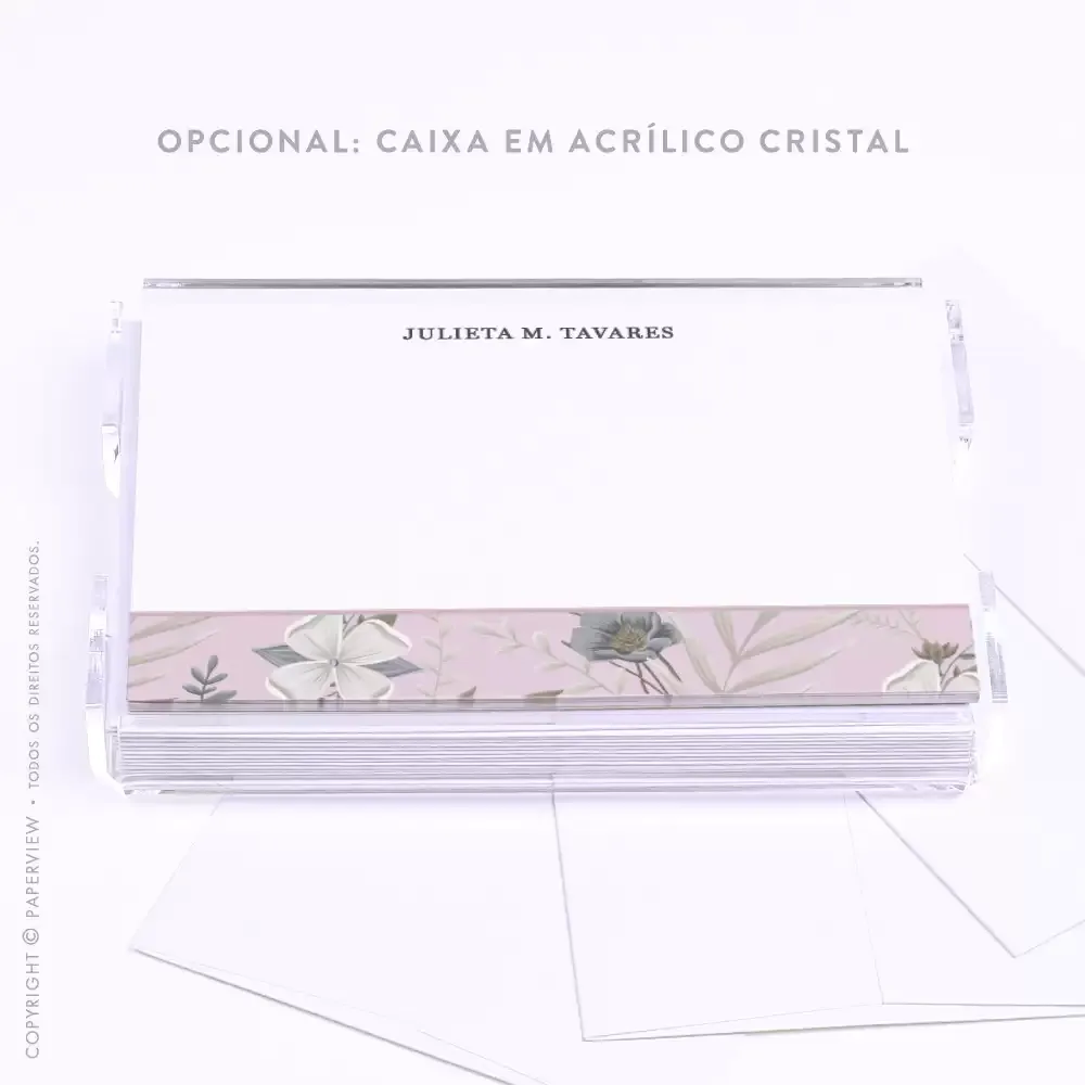 Cartão de Mensagem Floreale Jardin Rose - caixa em acrílico 