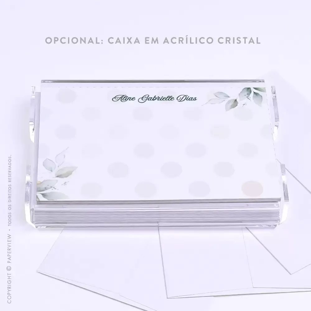 Cartão de Mensagem Nature Dots - caixa em acrílico 