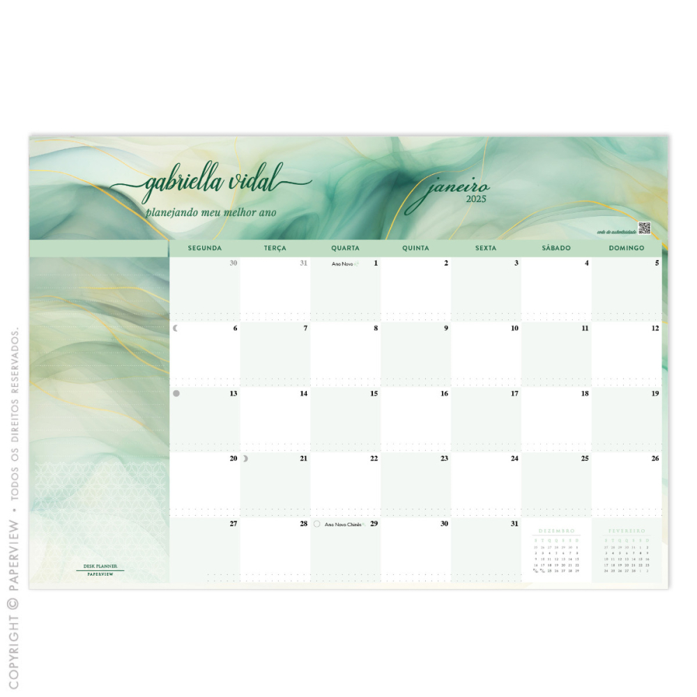 Calendário de Mesa Desk Planner 2025 Scarf L'Océan