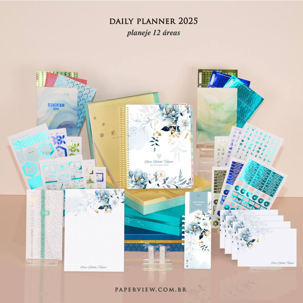 Daily Planner 2025 Light Blue Garden