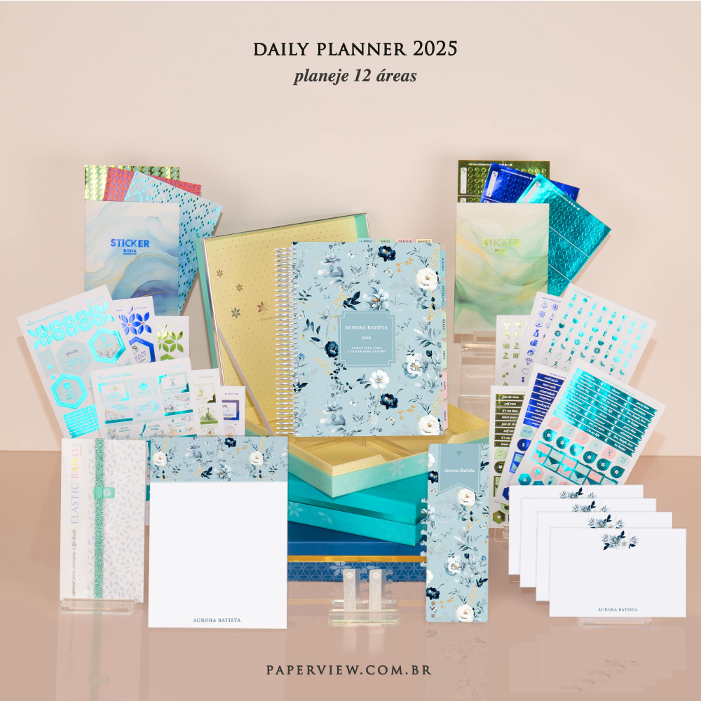 Daily Planner 2025 Light Blue Jardin