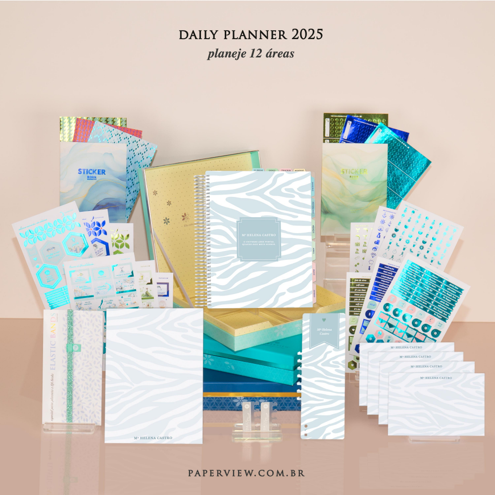 Daily Planner 2025 Savanna Stripes Blue