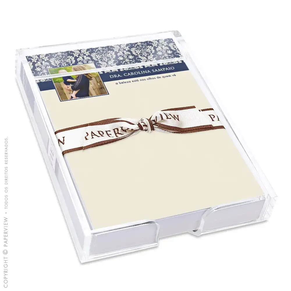 Notepad Deep Damask Blue Com Foto