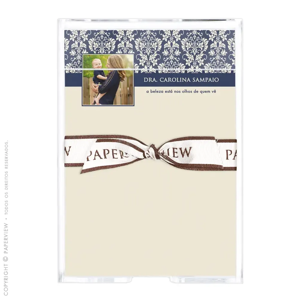 Notepad Deep Damask Blue Com Foto