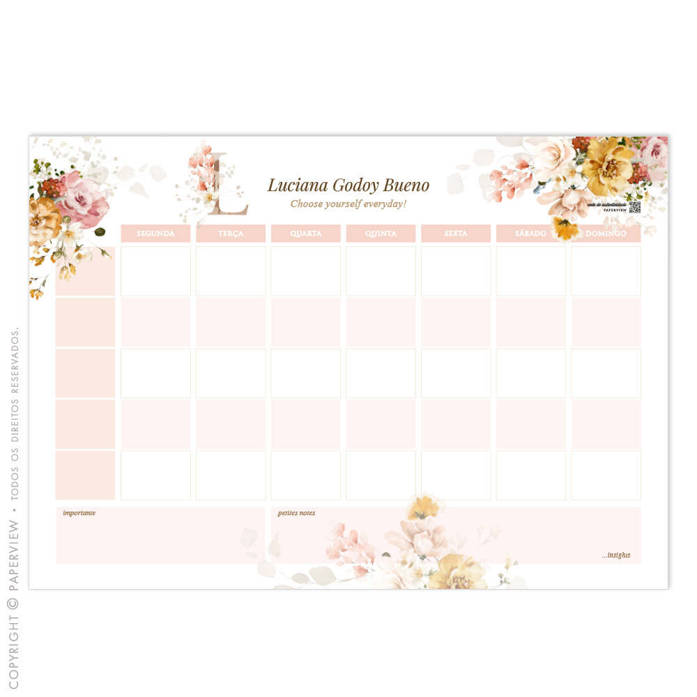 Desk Planner Semanal Splendore